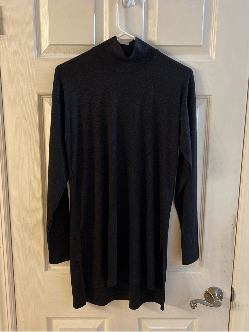 Women's Black Turtleneck Longline Sweater